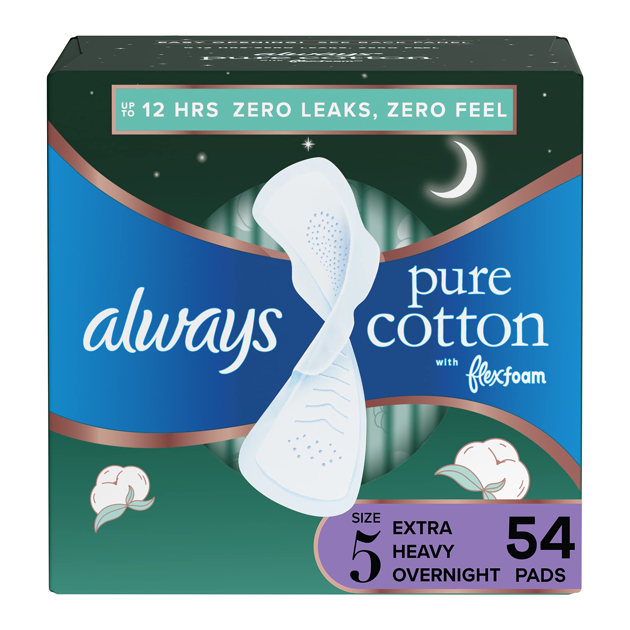Foto 2 pulgar | Almohadillas Sanitarias Always Pure Cotton Con Flexfoam  Tamaño 5 X 18 X 3 - Venta Internacional.