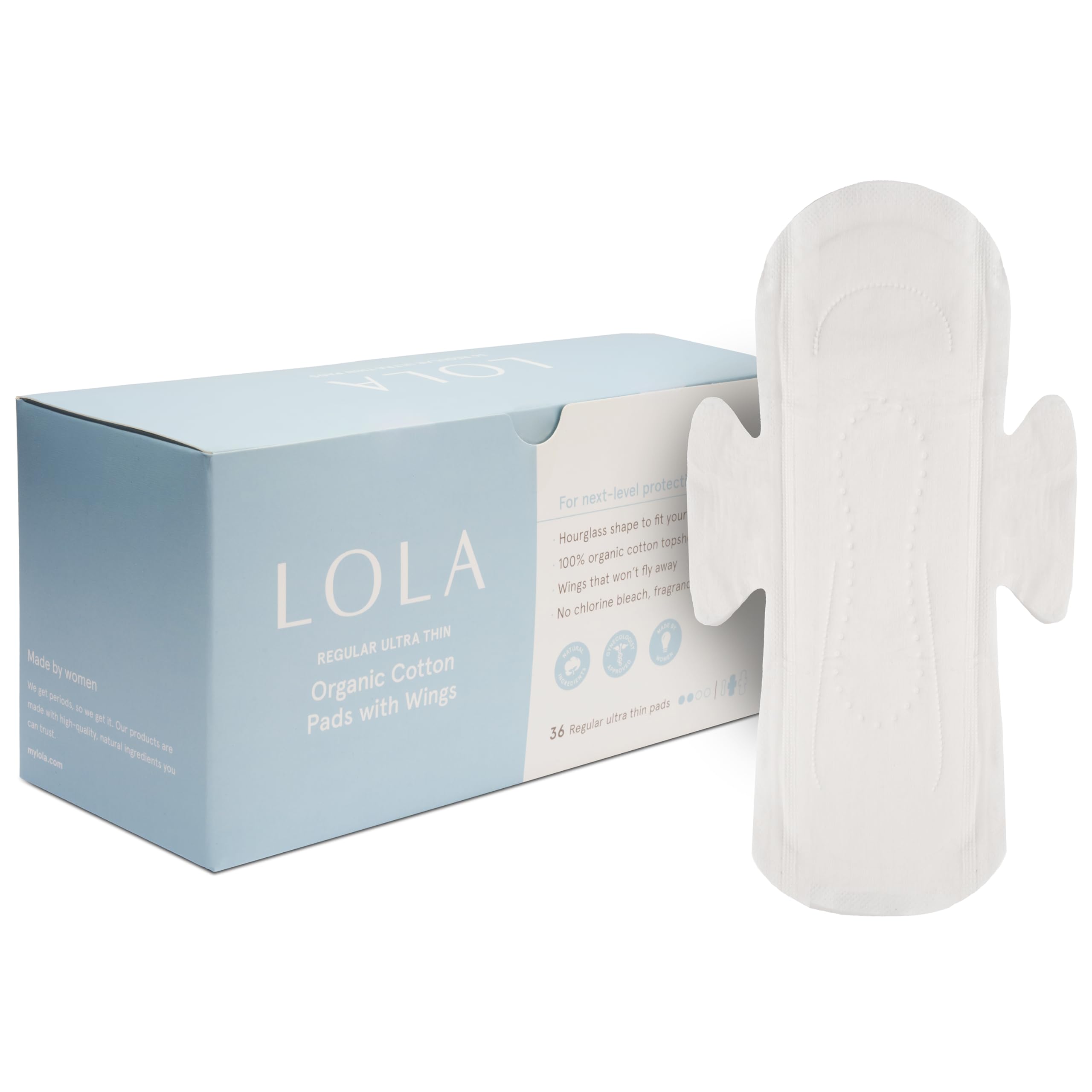 Foto 2 pulgar | Almohadillas De Algodón Orgánico Lola Ultra Thin Con Alas  36 Unidades - Venta Internacional.