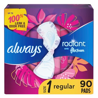 Foto 1 | Almohadillas Femeninas Always Radiant Flexfoam Con Alas Tamaño 1 90 Unidades - Venta Internacional.