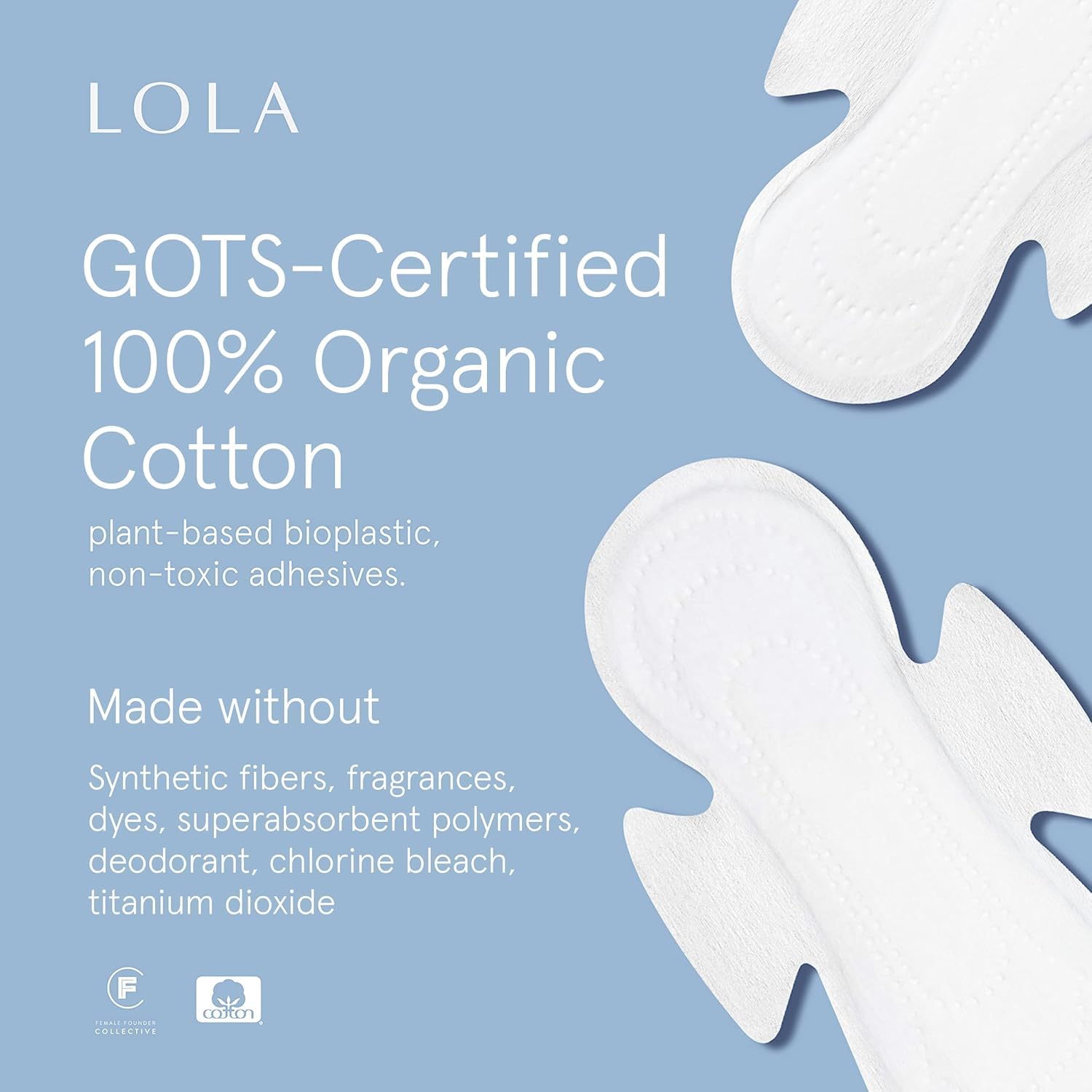 Foto 2 | Almohadillas Sanitarias Lola De Algodón Orgánico Ultrafinas Con Alas De 36 Quilates - Venta Internacional.