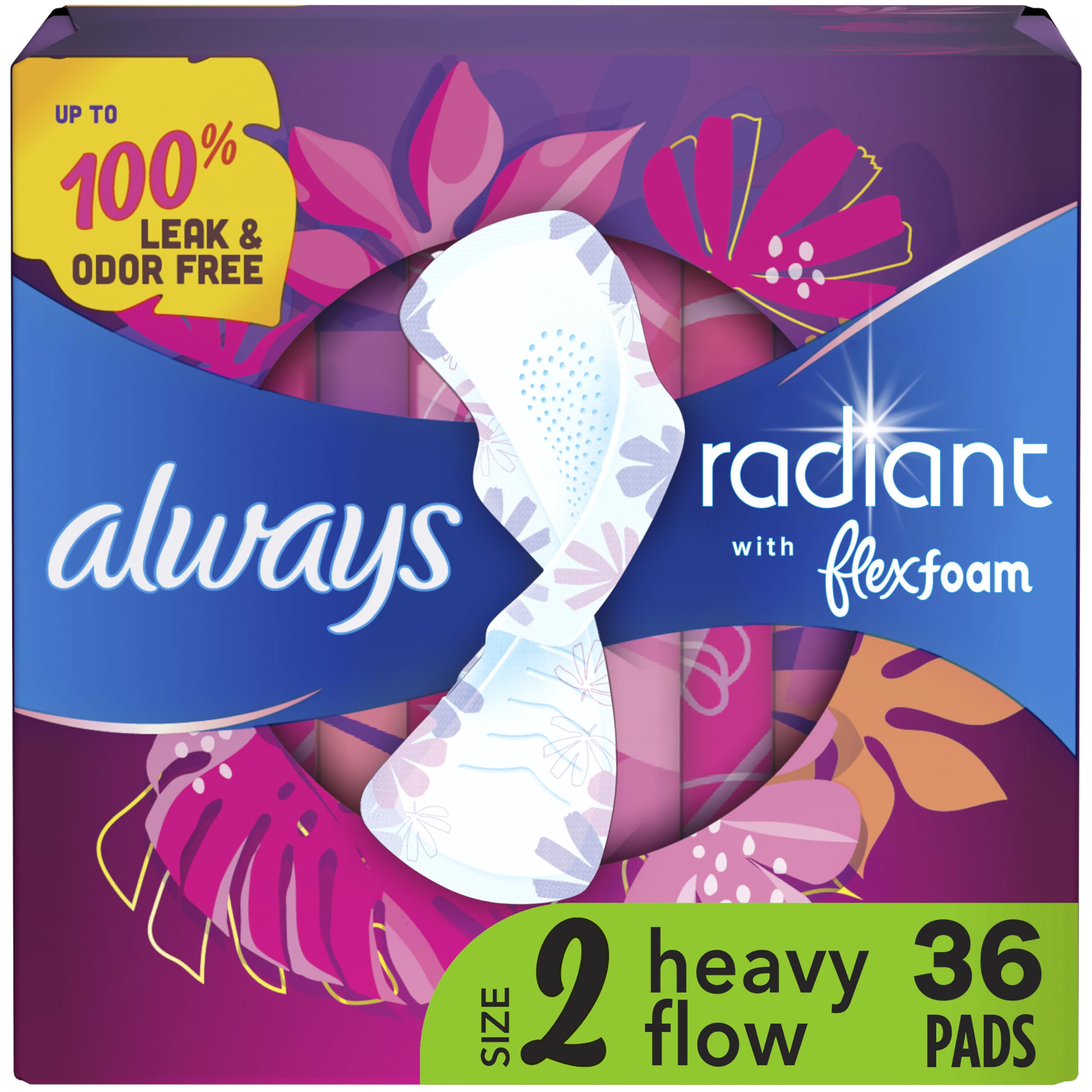 Almohadillas Femeninas Always Radiant Flexfoam Con Alas Talla 2 36 Unidades - Venta Internacional.