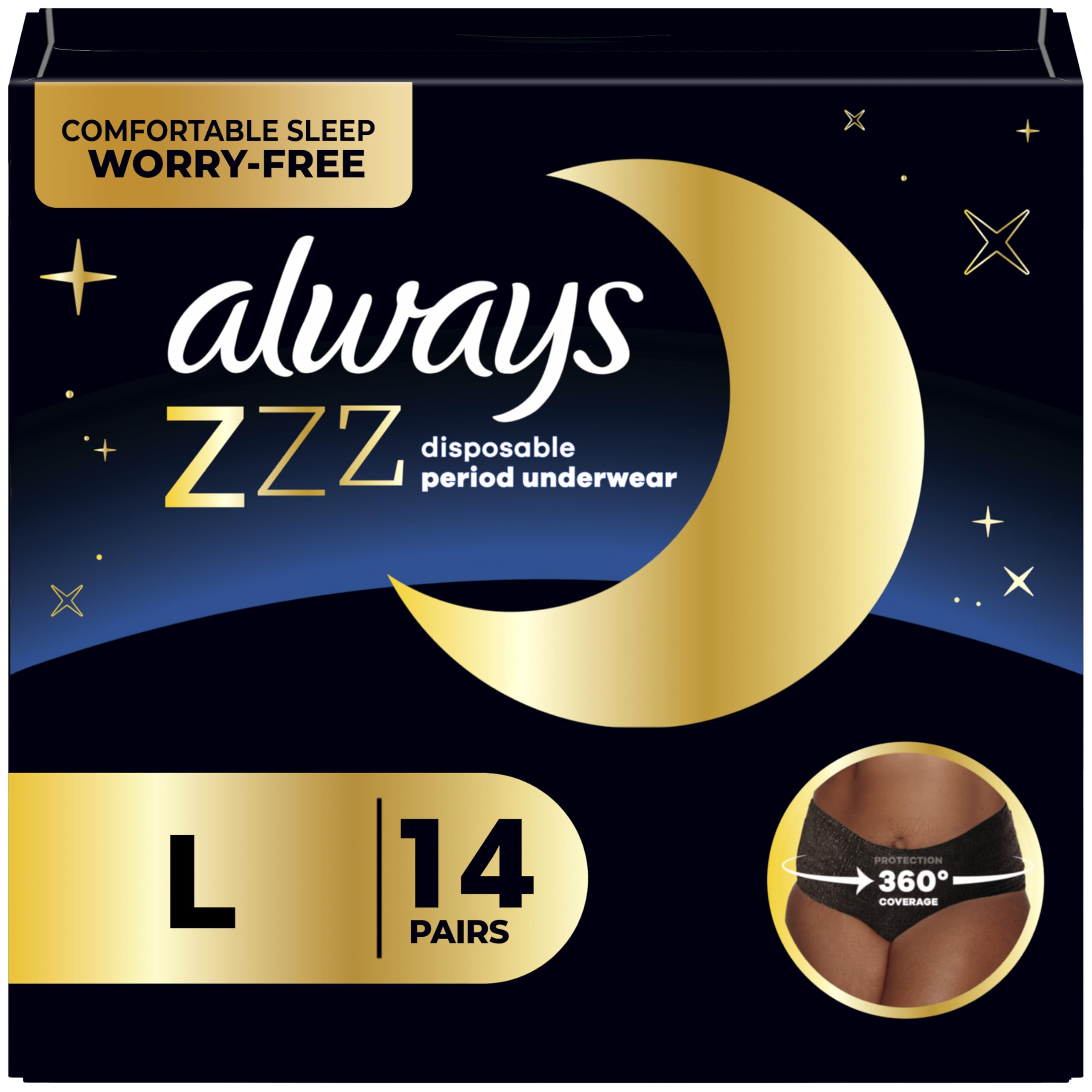 Ropa Interior De Época Always Zzz Overnight Para Mujer  Talla L  Paquete De 7 - Venta Internacional.