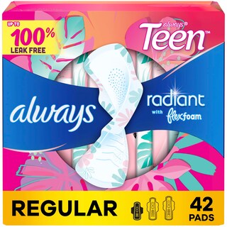 Foto 1 | Almohadillas Femeninas Always Radiant Teen Talla 1 Regular 42 Unidades - Venta Internacional.