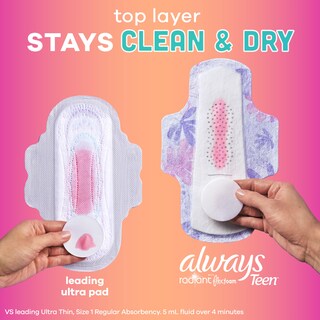 Foto 5 | Almohadillas Femeninas Always Radiant Teen Talla 1 Regular 42 Unidades - Venta Internacional.