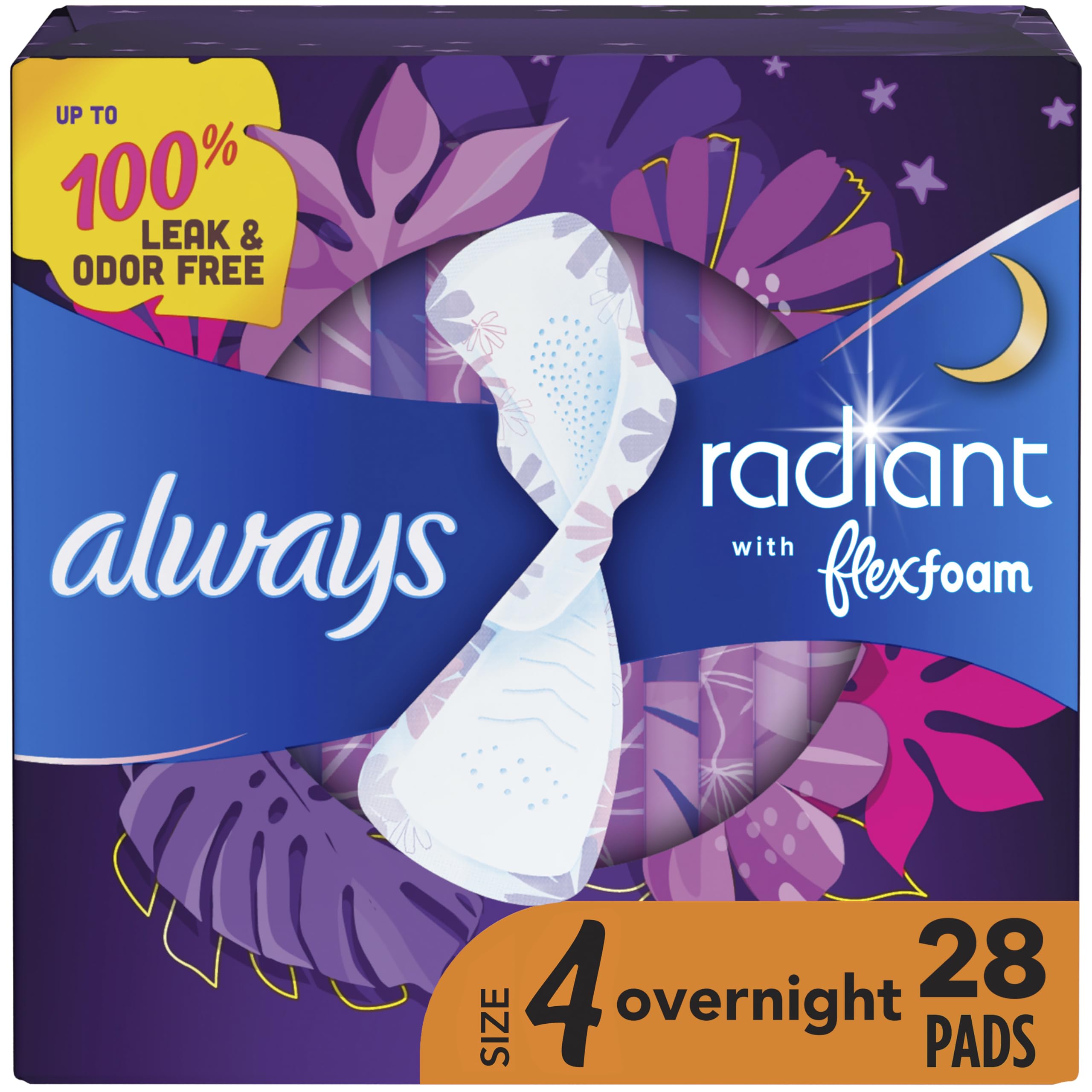 Almohadillas Femeninas Always Radiant Flexfoam Con Alas Talla 4 28 Unidades - Venta Internacional.