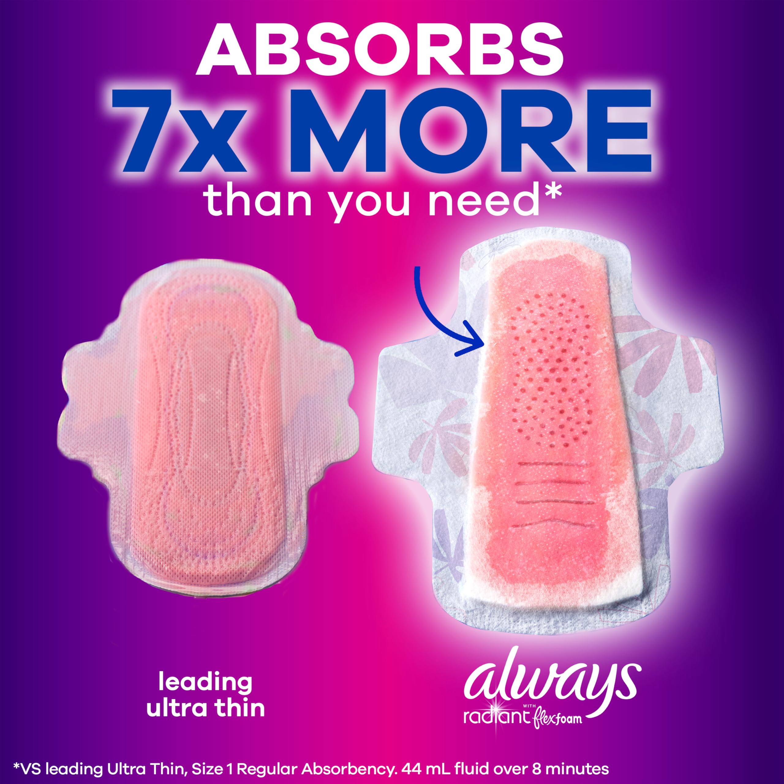 Foto 8 pulgar | Almohadillas Femeninas Always Radiant Flexfoam Con Alas Talla 4 28 Unidades - Venta Internacional.