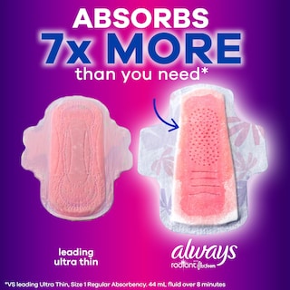 Foto 7 | Almohadillas Femeninas Always Radiant Flexfoam Con Alas Talla 4 28 Unidades - Venta Internacional.