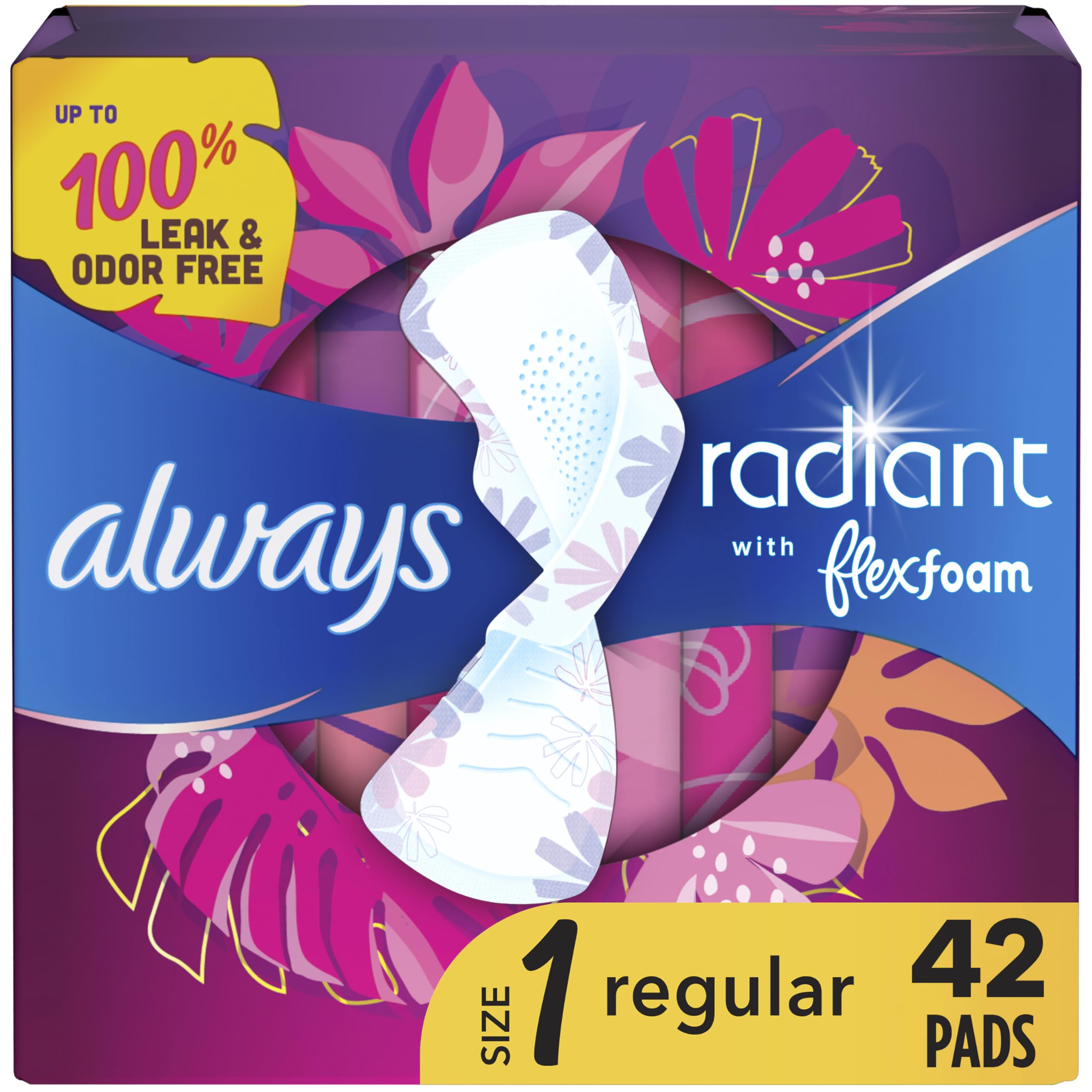 Foto 2 pulgar | Almohadillas Femeninas Always Radiant Flexfoam Con Alas Talla 1 42 Unidades - Venta Internacional.