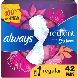 Foto 1 | Almohadillas Femeninas Always Radiant Flexfoam Con Alas Talla 1 42 Unidades - Venta Internacional.