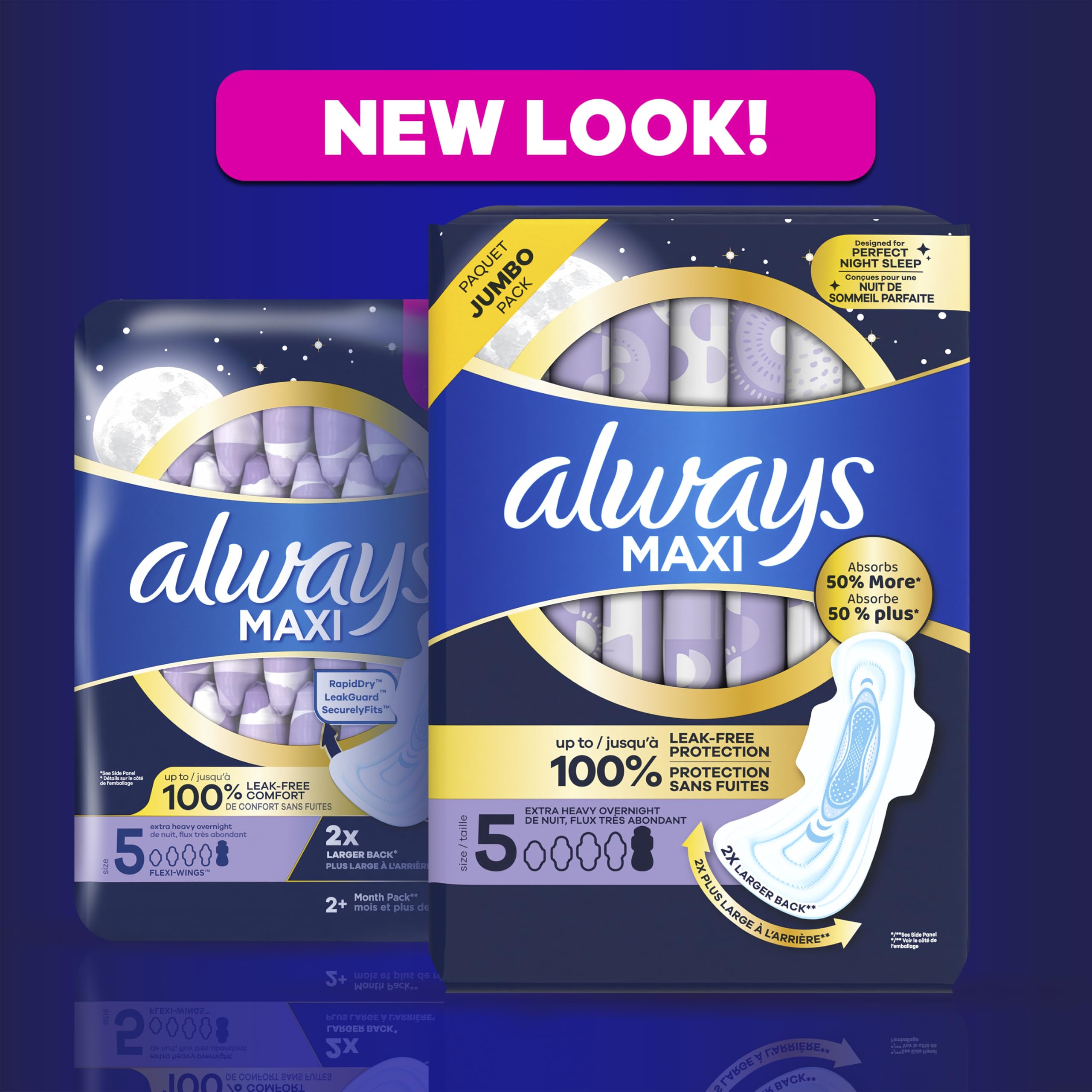 Foto 7 | Pads Always Maxi Overnight Con Alas Para Mujer  Talla 5 X 72 - Venta Internacional.