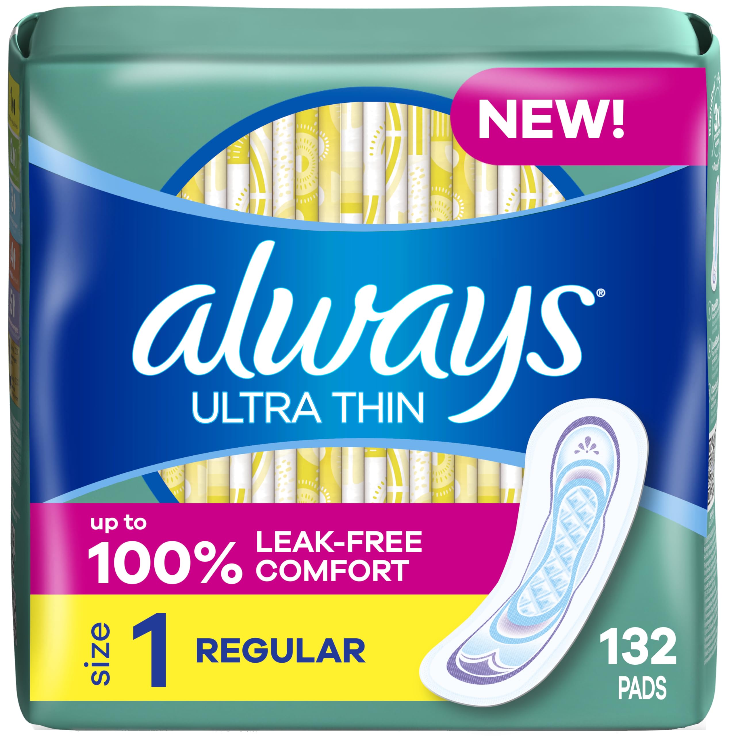 Almohadillas Sanitarias Always Ultra Thin Talla 1 Regular 132 Unidades - Venta Internacional.