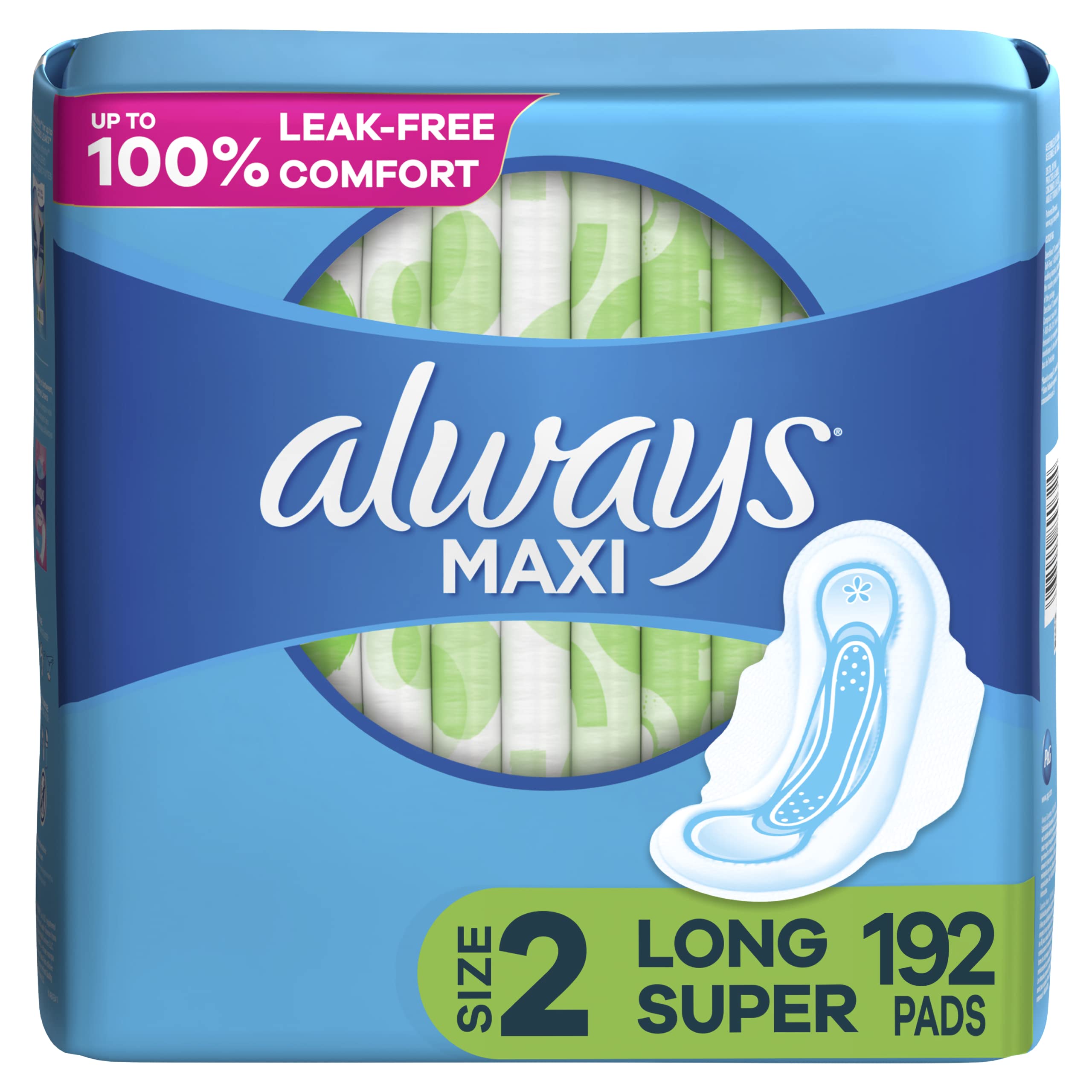 Almohadillas Femeninas Always Maxi  Talla 2  Largas  Superabsorbentes  192 - Venta Internacional.
