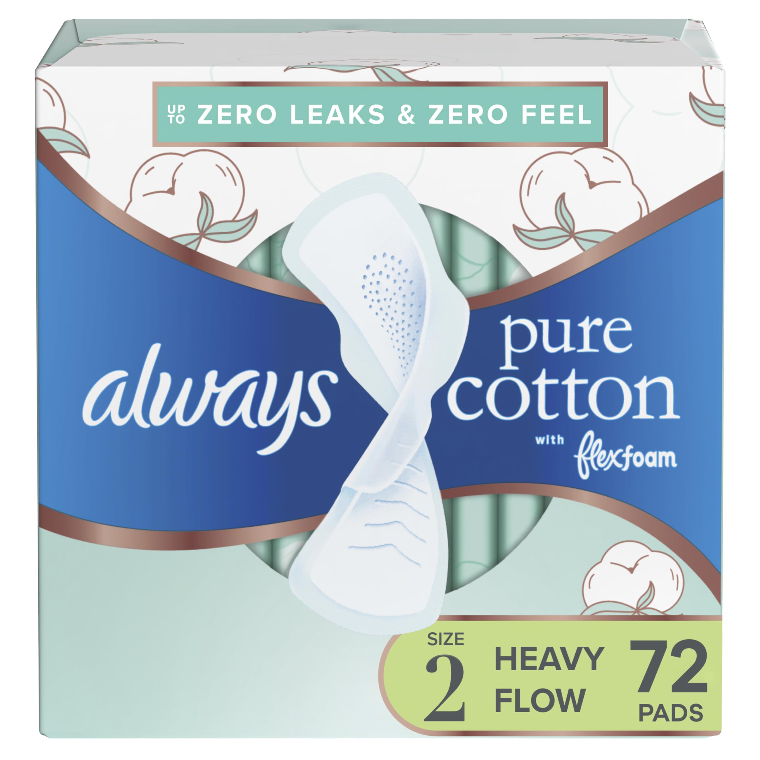 Almohadillas Femeninas Always Pure Cotton Flexfoam Con Alas  Talla 2 - Venta Internacional.