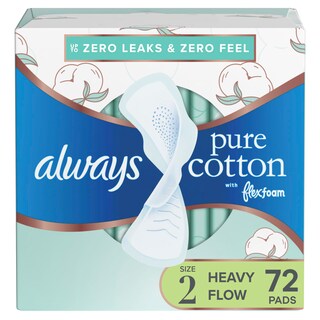 Foto 1 | Almohadillas Femeninas Always Pure Cotton Flexfoam Con Alas Talla 2 - Venta Internacional.