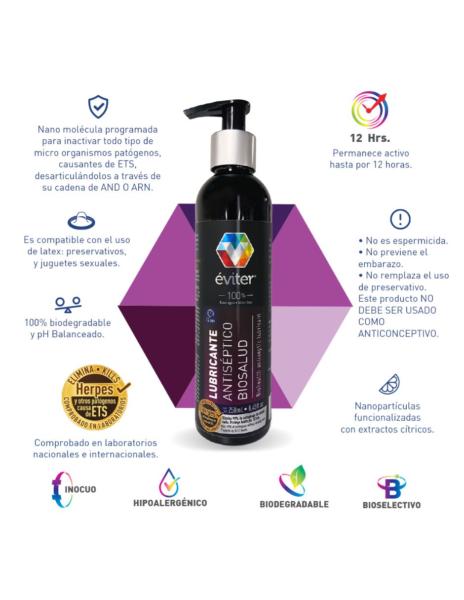 Foto 2 | Lubricante Antiséptico Biosalud Éviter 250 ml