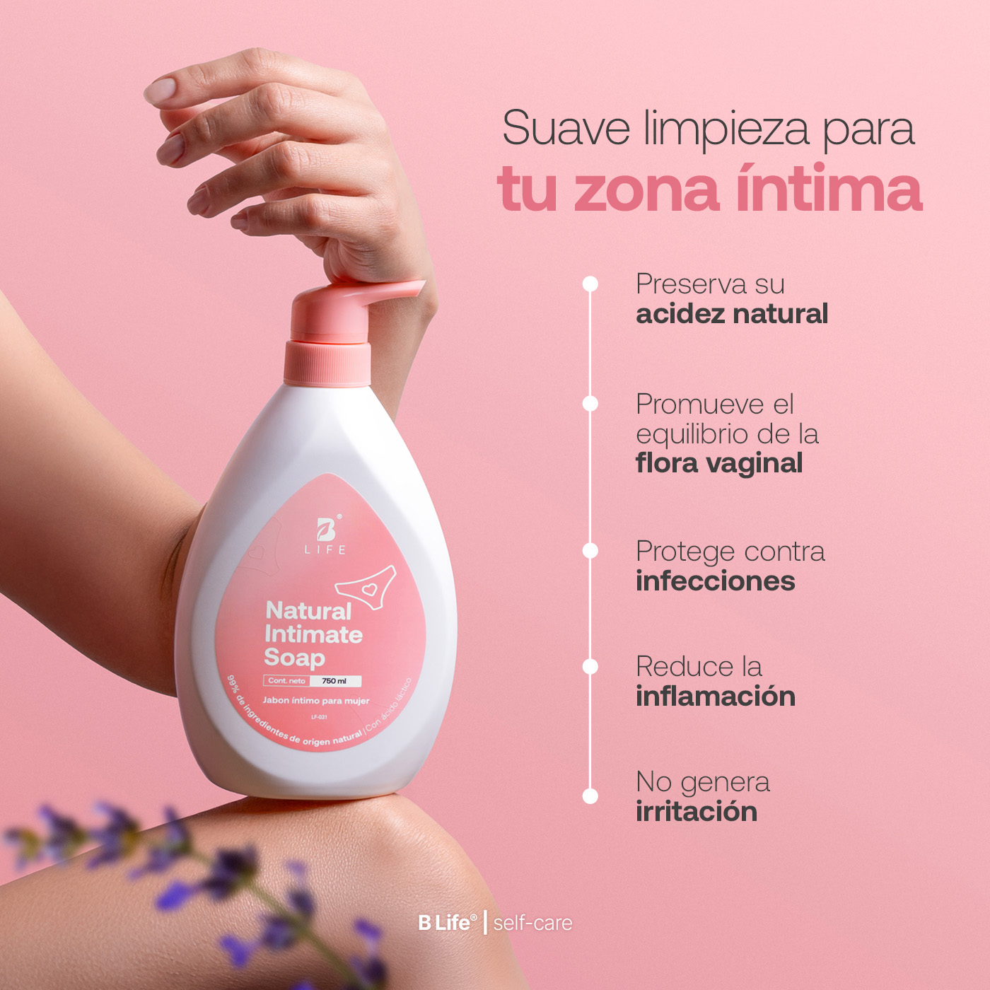 Foto 3 | Jabón Íntimo 740 ml con Ingredientes Naturales Natural Intimate Soap B Life para Mujer