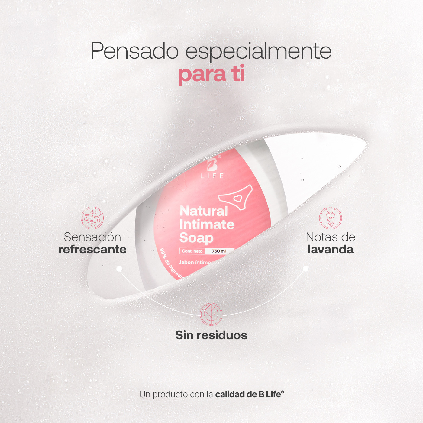 Foto 4 | Jabón Íntimo 740 ml con Ingredientes Naturales Natural Intimate Soap B Life para Mujer