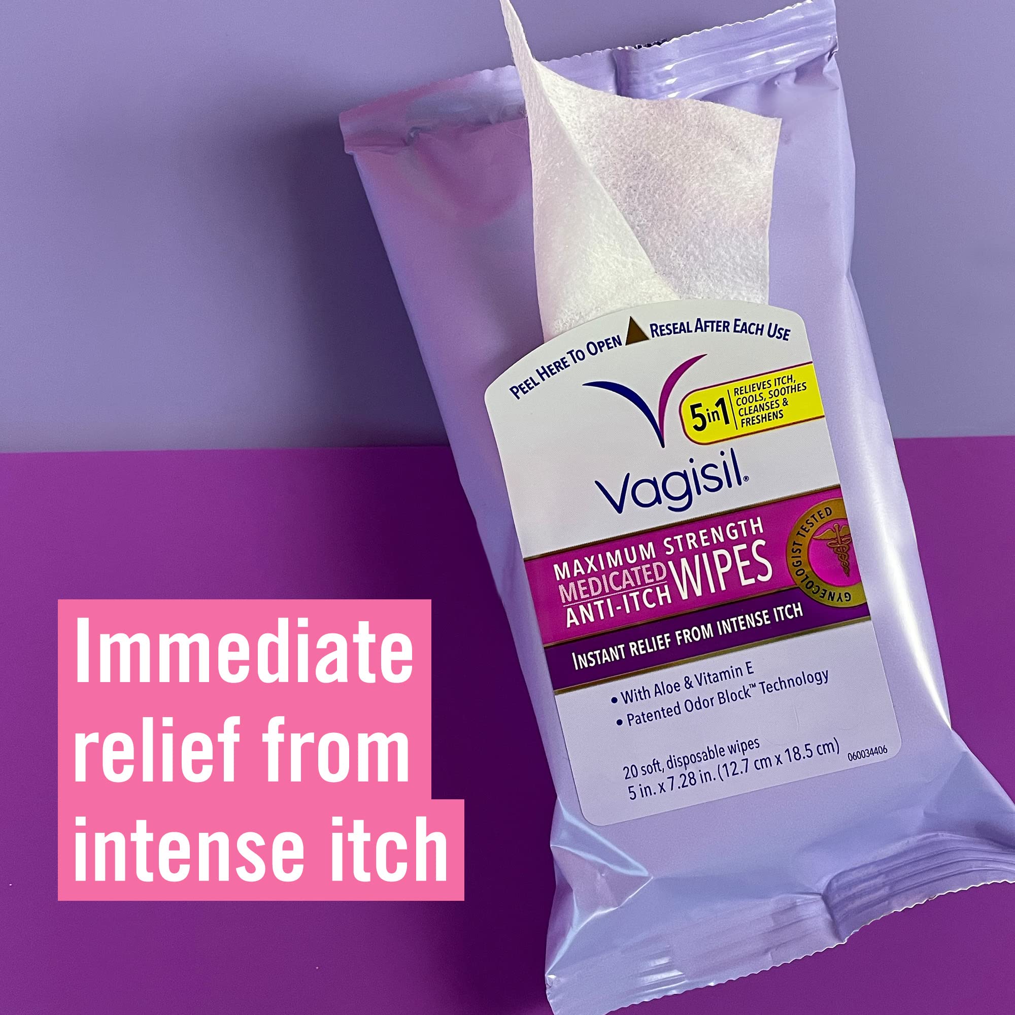Foto 3 pulgar | Toallitas Vaginales Femeninas Vagisil Medication Anti-picazón X20 - Venta Internacional.