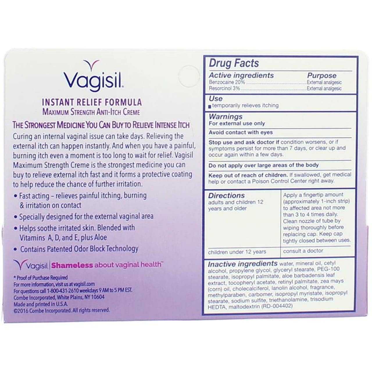Foto 5 pulgar | Crema Contra La Picazón Vagisil Maximum Strength 30 Ml - Venta Internacional.