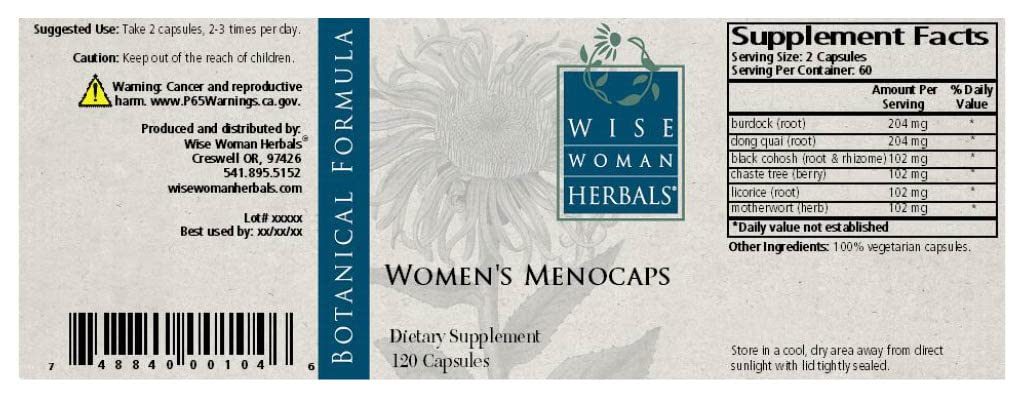 Foto 2 | Suplemento Wise Woman Herbals Menocaps Para Mujer 120 Cápsulas - Venta Internacional.