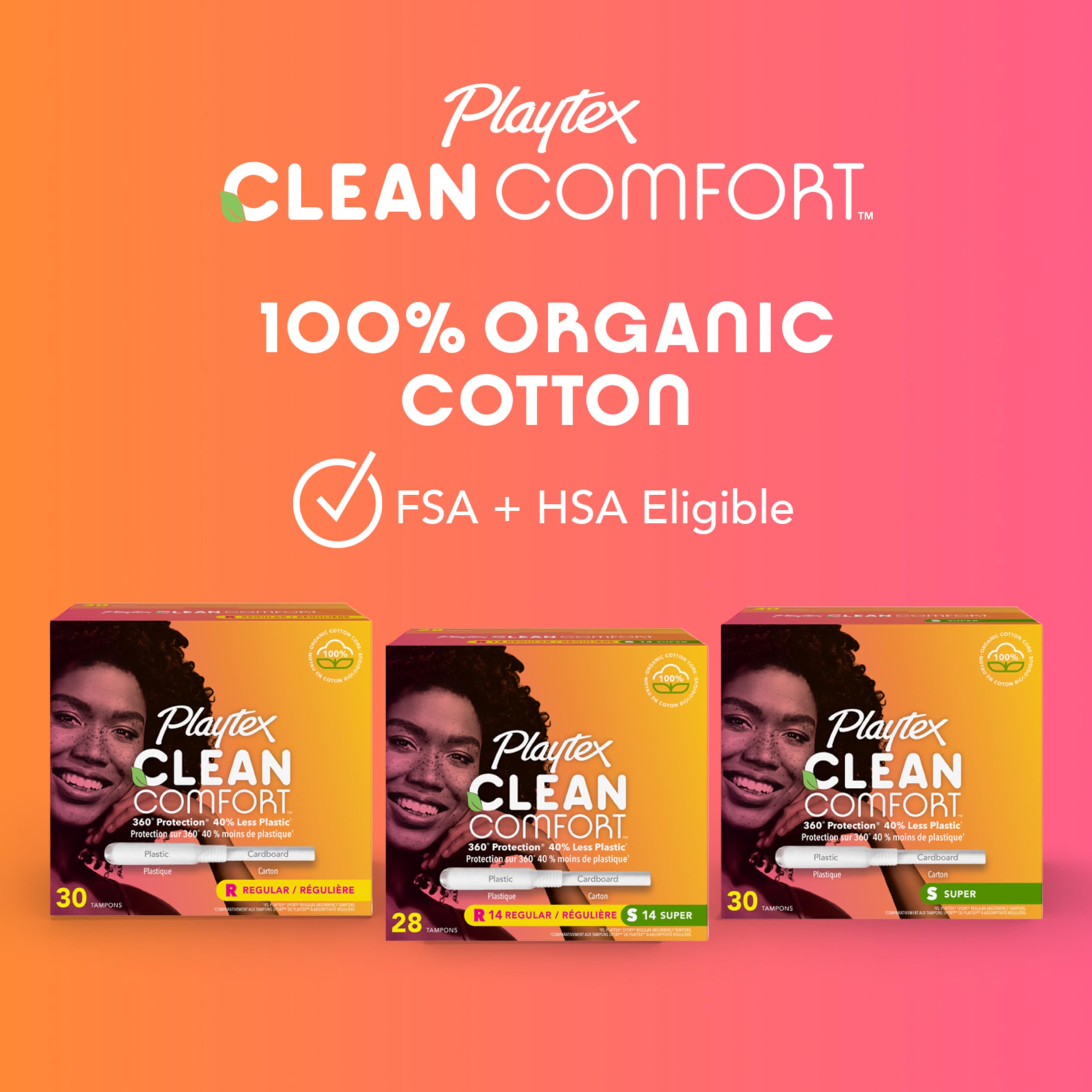 Foto 7 pulgar | Tampones Playtex Clean Comfort De Algodón Orgánico De 28 Quilates - Venta Internacional.