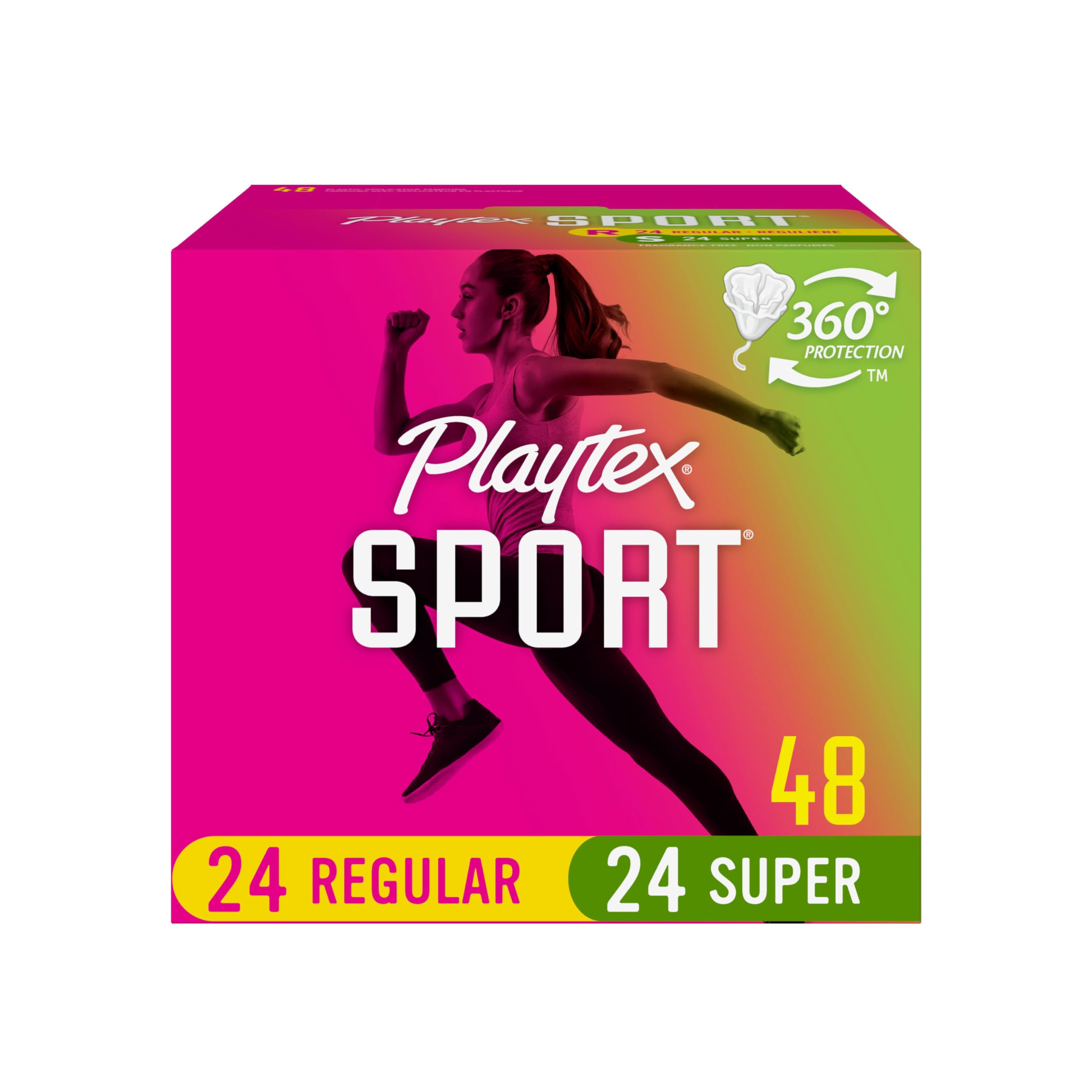 Tampones Playtex Sport, Paquete Múltiple, 48 Quilates, Regulares/superabsorbentes - Venta Internacional.