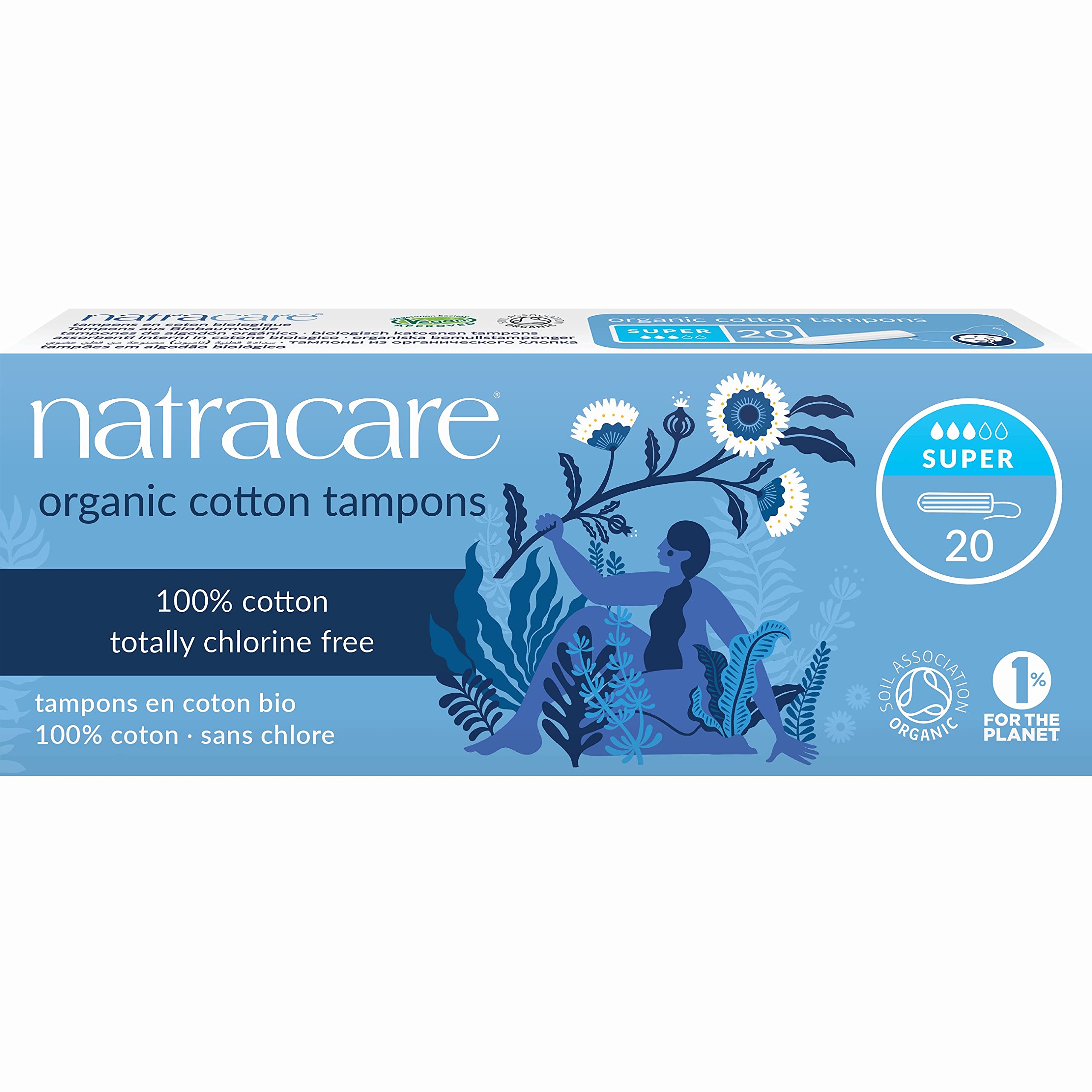 Tampones Natracare Sin Aplicador, 100% Algodón Orgánico, Súper - Venta Internacional.