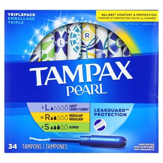 Foto 1 | Tampones Tampax Pearl Multipack Light/regular/super 34 Unidades - Venta Internacional.