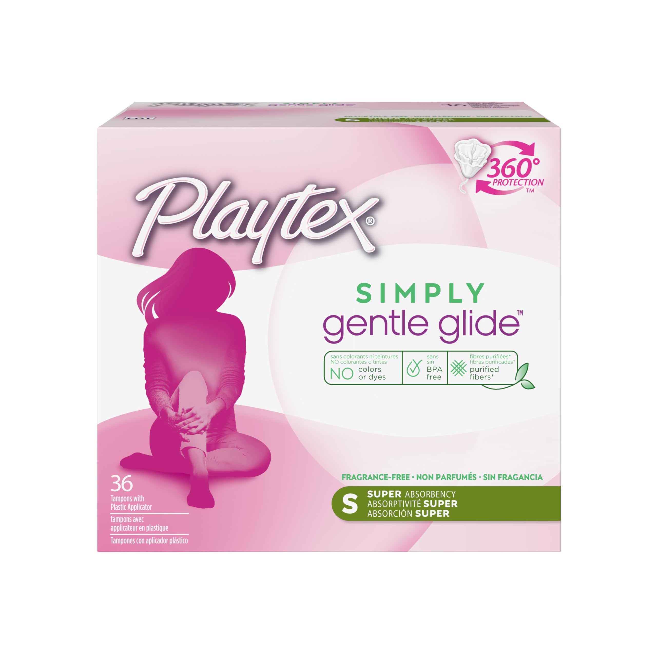 Tampones Playtex Simply Gentle Glide Super Absorbency X36 - Venta Internacional.