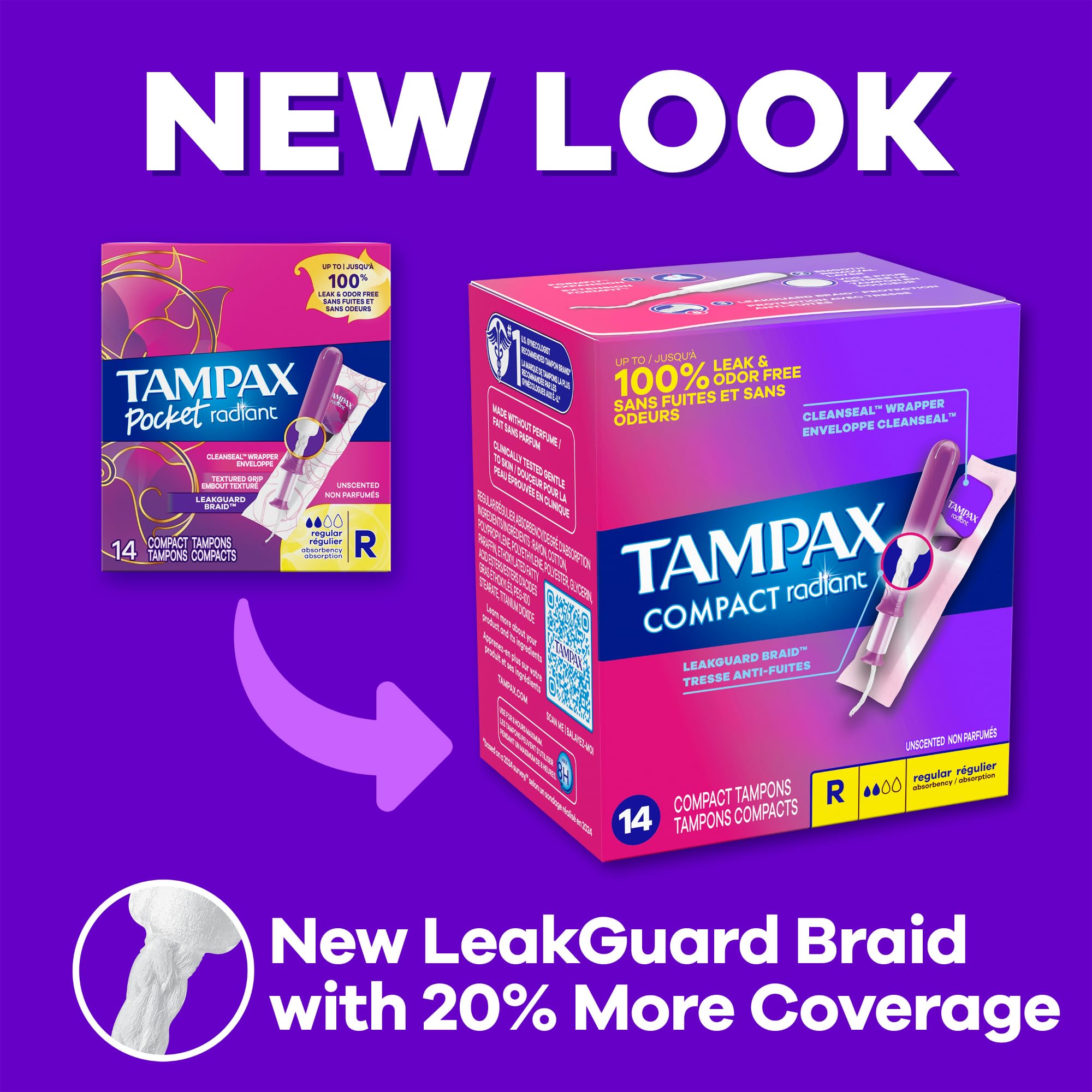 Foto 3 pulgar | Tampones Tampax Compact Radiant Super Absorbency X84 - Venta Internacional.