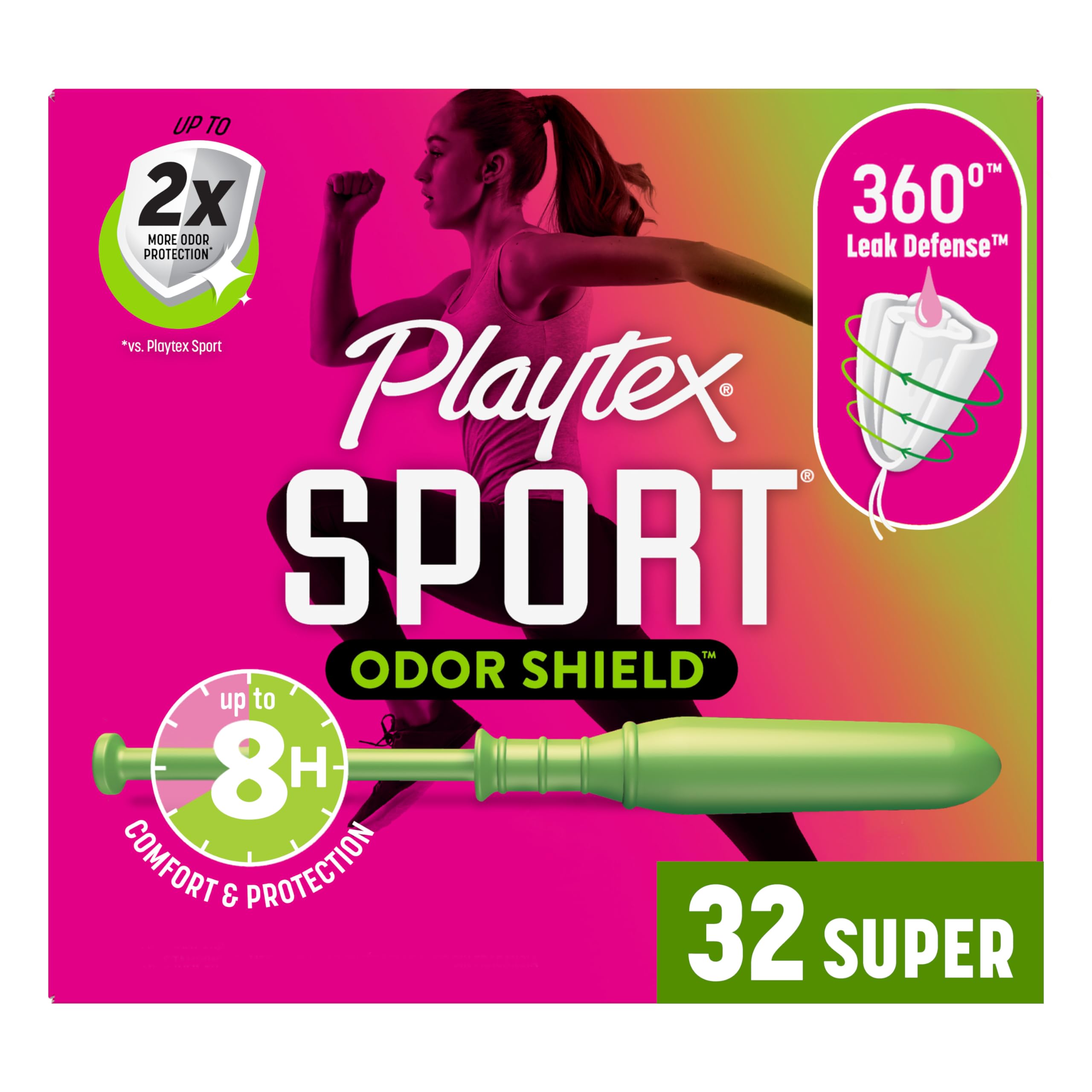 Tampones Playtex Sport Odor Shield  Superabsorbentes  32 Unidades - Venta Internacional.