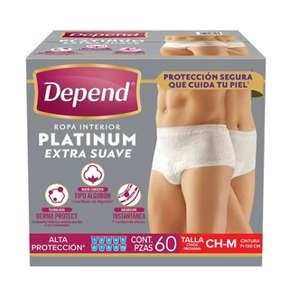 Foto 1 | Ropa Interior Depend Platinum Extra Suave Unisex Ch-m 60pz