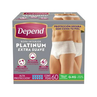 Foto 1 | Ropa Interior Depend Platinum Extra Suave Unisex G-xg 60pz