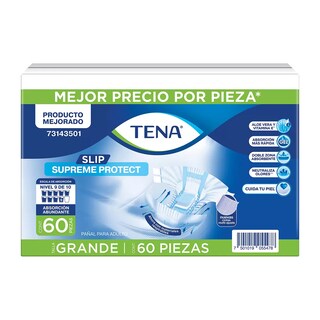 Foto 1 | Pañal Slip Supreme Protect Tena Unisex Talla Grande 60pz