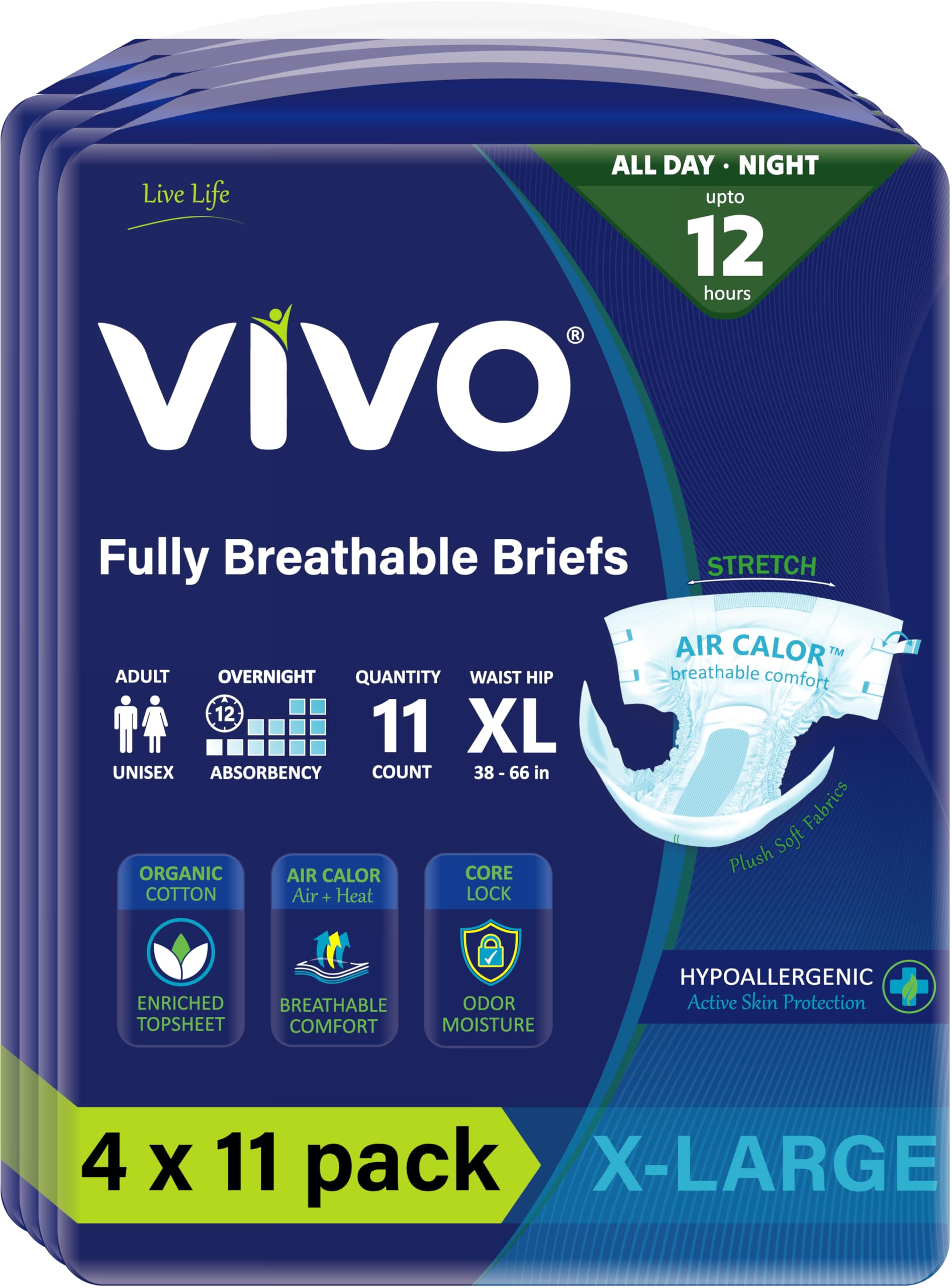 Foto 7 | Calzoncillos De Pañales Para Incontinencia En Adultos Vivo, Algodón Orgánico, Xl - Venta Internacional.