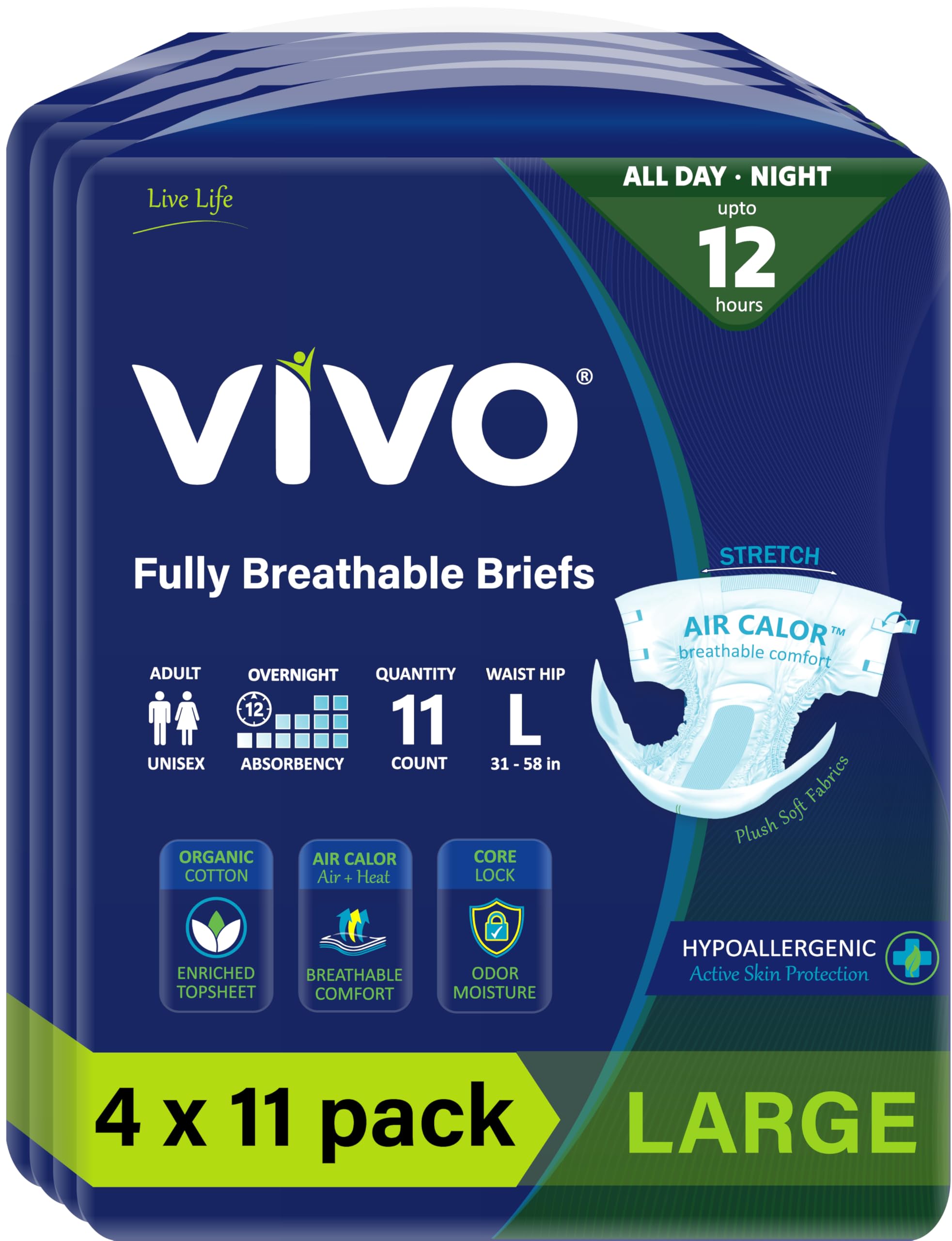 Foto 7 | Calzoncillos De Pañales Vivo Para Incontinencia En Adultos, Algodón Orgánico, Tamaño Grande - Venta Internacional.