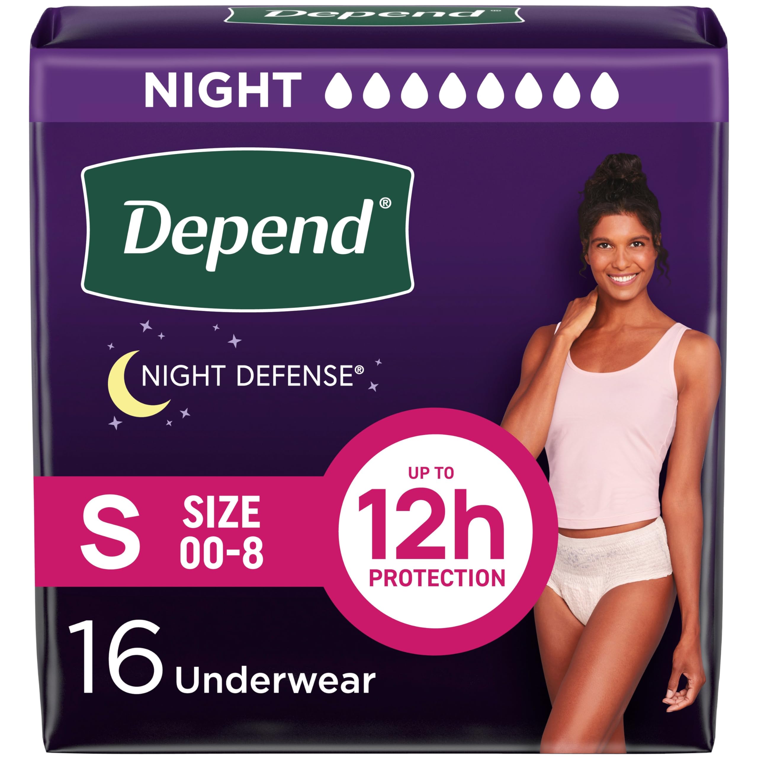 Foto 2 pulgar | Ropa Interior Para Incontinencia Depend Night Defense Para Mujer  Talla Pequeña  16 - Venta Internacional.