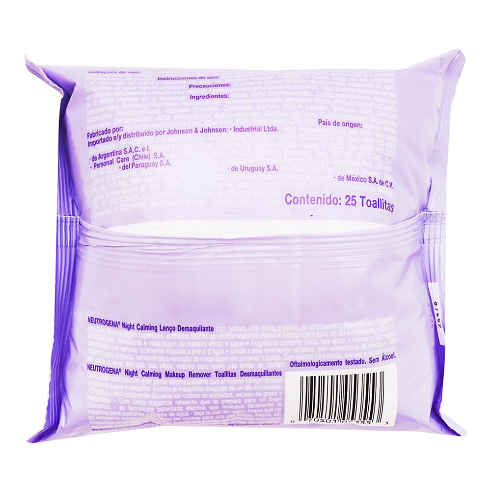 Foto 4 pulgar | Toallitas Desmaquillantes Neutrogena Night Calming 25 Piezas