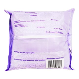 Foto 3 | Toallitas Desmaquillantes Neutrogena Night Calming 25 Piezas