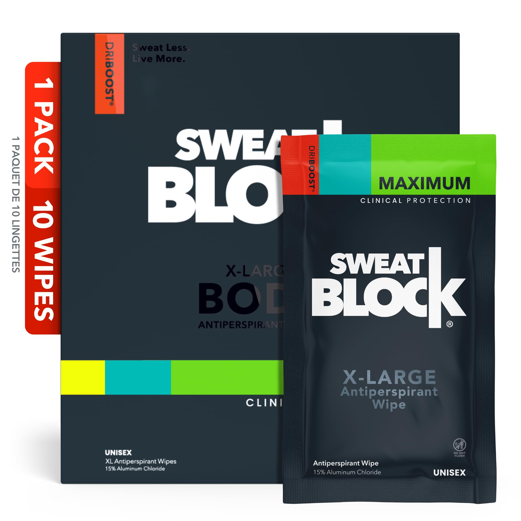 Foto 2 pulgar | Toallitas Corporales Antitranspirantes Sweatblock Clinical Strength 10 Piezas - Venta Internacional
