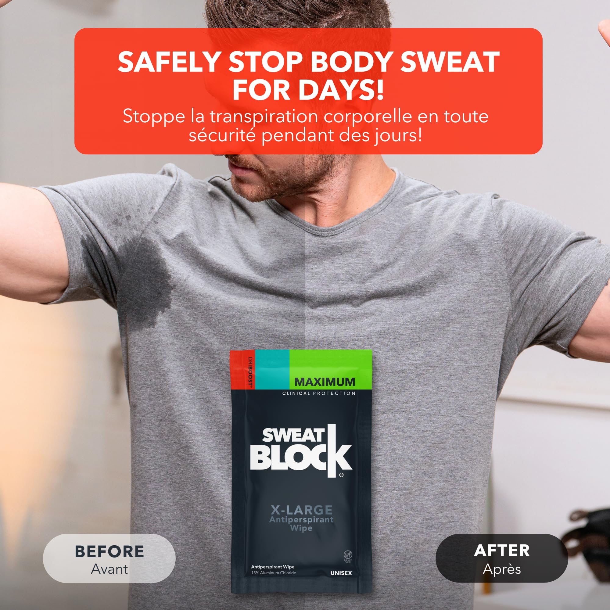 Foto 4 pulgar | Toallitas Corporales Antitranspirantes Sweatblock Clinical Strength 10 Piezas - Venta Internacional