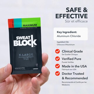 Foto 7 | Toallitas Corporales Antitranspirantes Sweatblock Clinical Strength 10 Piezas - Venta Internacional