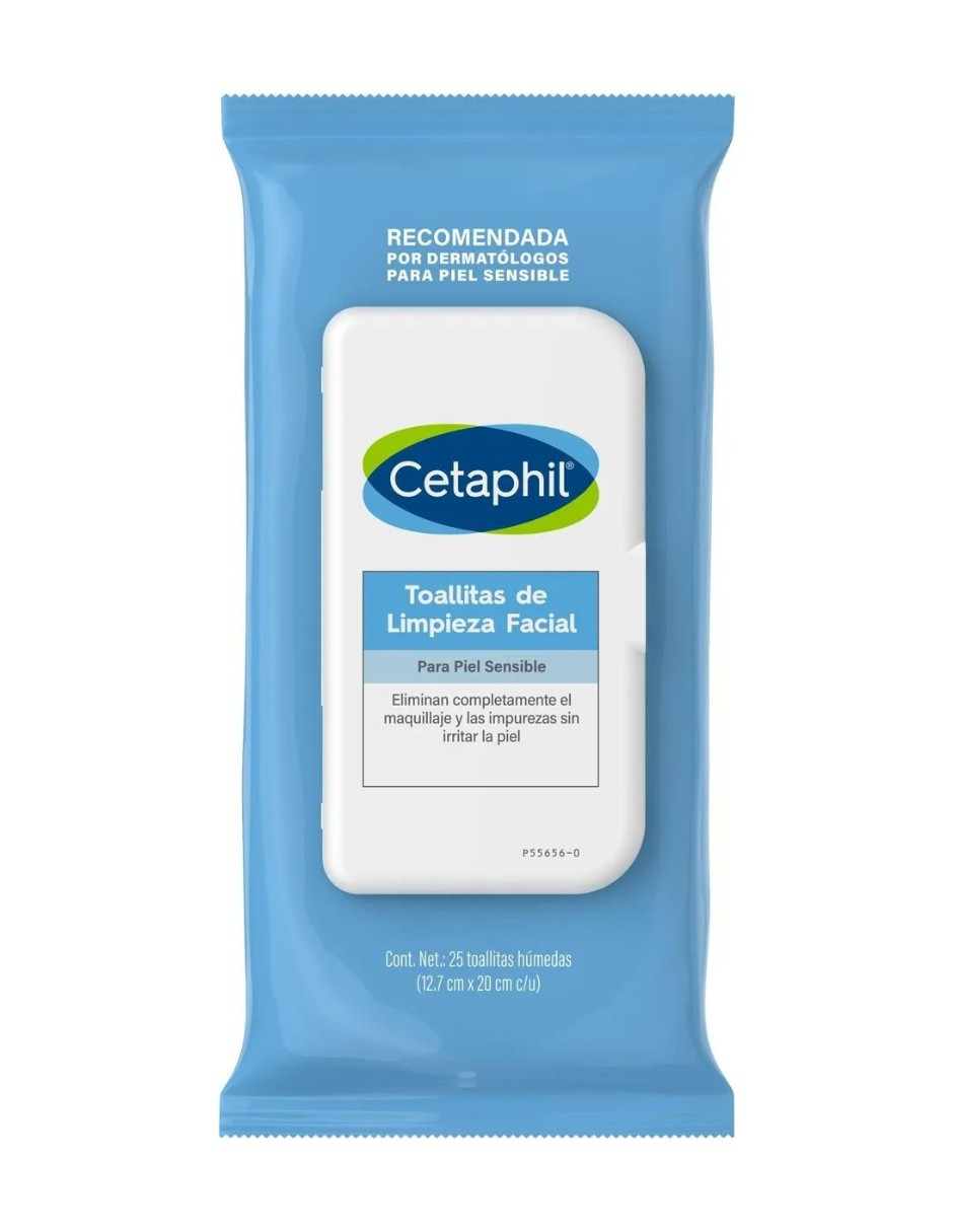 25 Toallitas De Limpieza Facial Cetaphil Para Piel Sensible