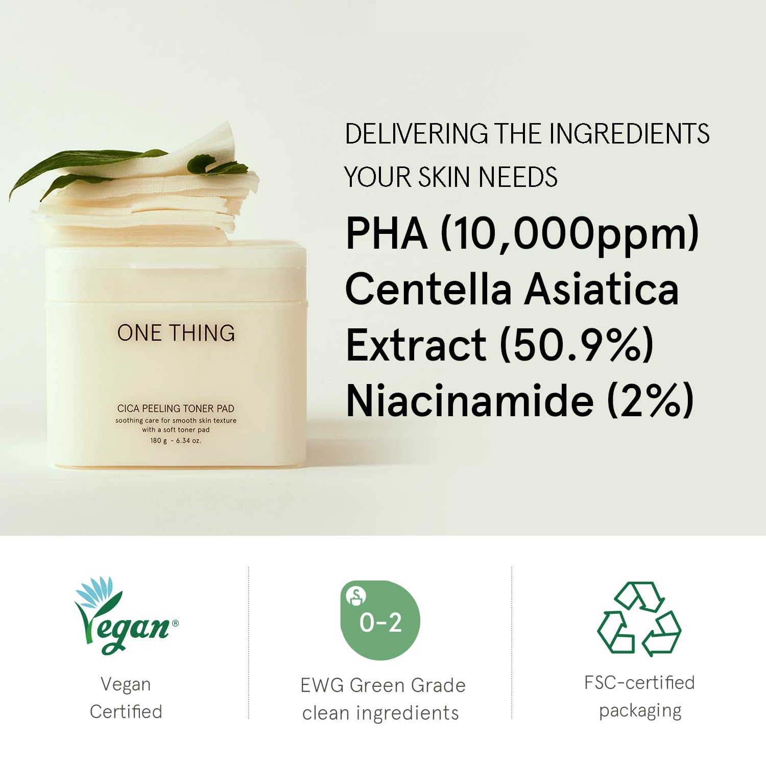 Foto 4 pulgar | Almohadillas De Tóner One Thing Cica Peeling 187 Ml 65 Pastillas Veganas - Venta Internacional.