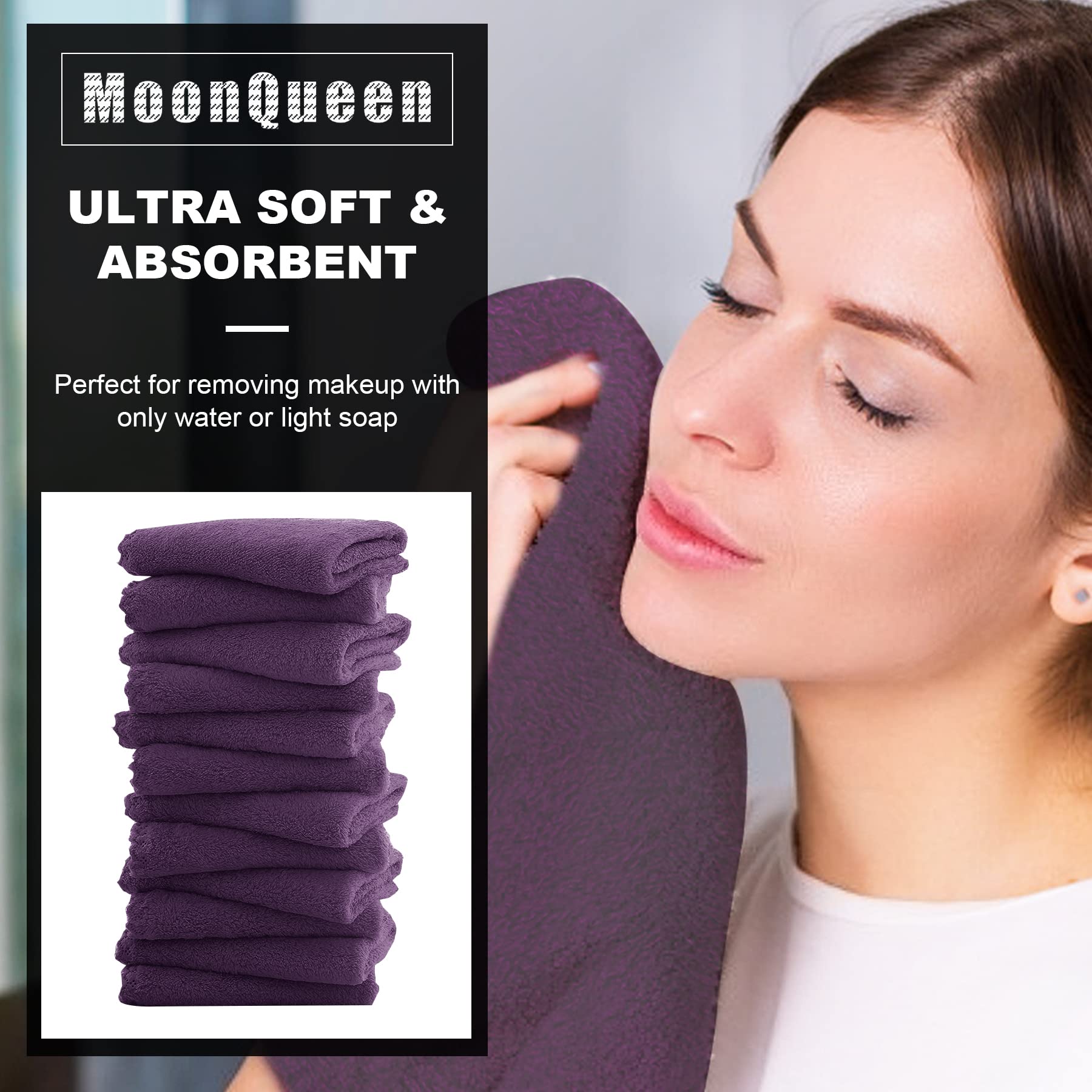 Foto 2 | Paños Faciales Moonqueen Microfibra 12 Piezas Morado - Venta Internacional