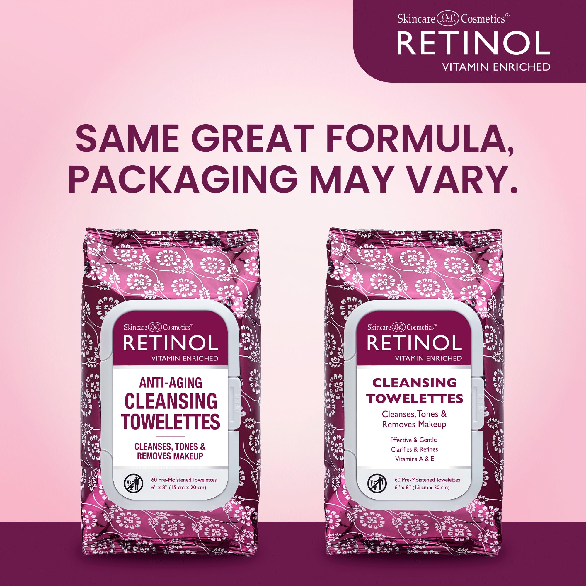 Foto 2 | Toallitas Limpiadoras Con Retinol Antienvejecimiento Y Vitaminas A Y E - Venta Internacional.