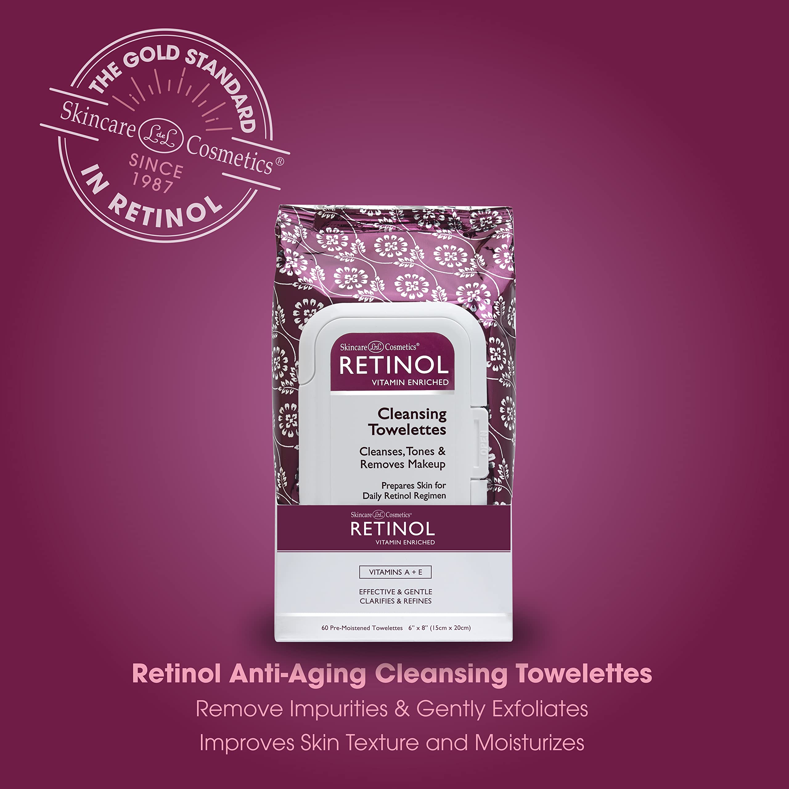 Foto 3 | Toallitas Limpiadoras Con Retinol Antienvejecimiento Y Vitaminas A Y E - Venta Internacional.