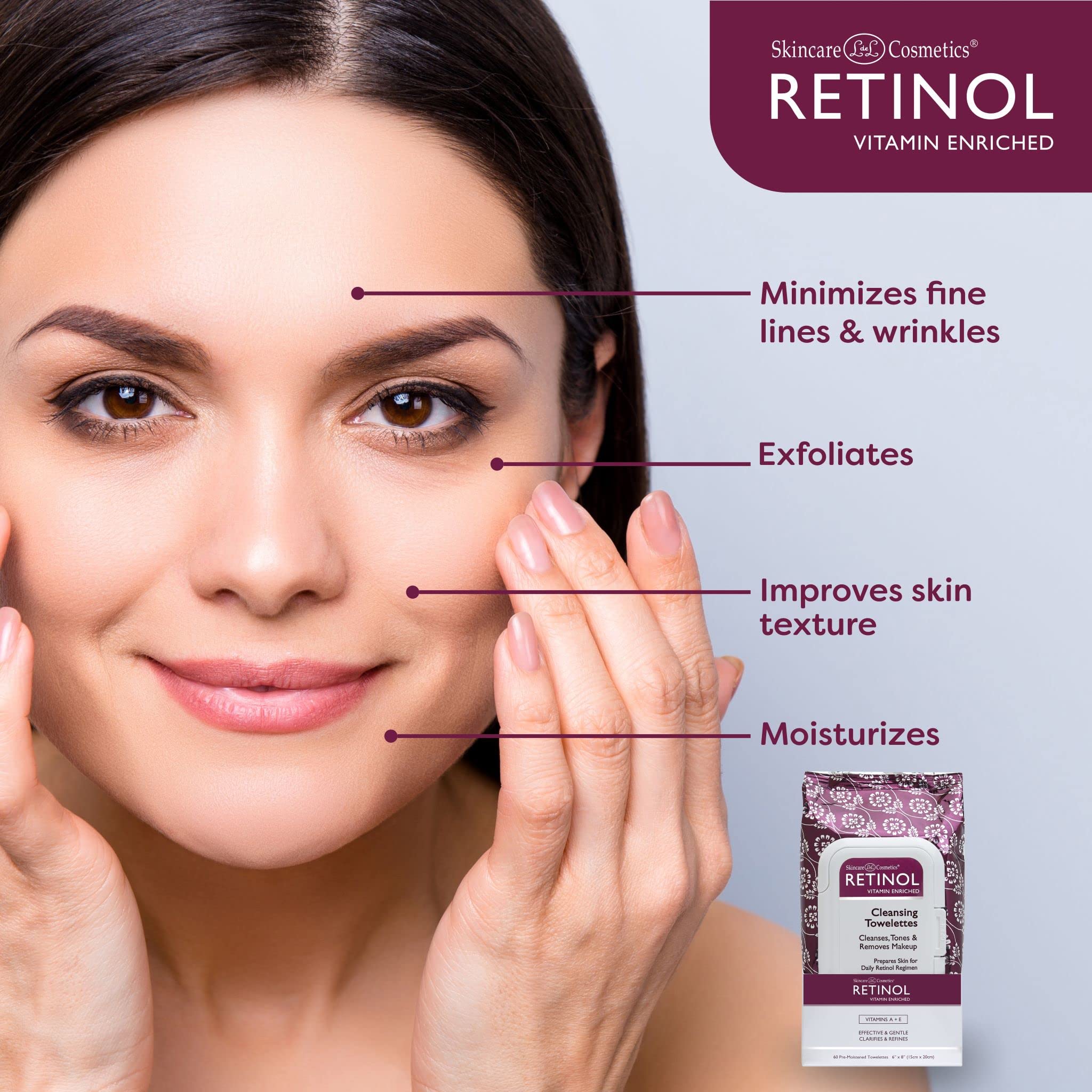 Foto 5 pulgar | Toallitas Limpiadoras Con Retinol Antienvejecimiento Y Vitaminas A Y E - Venta Internacional.