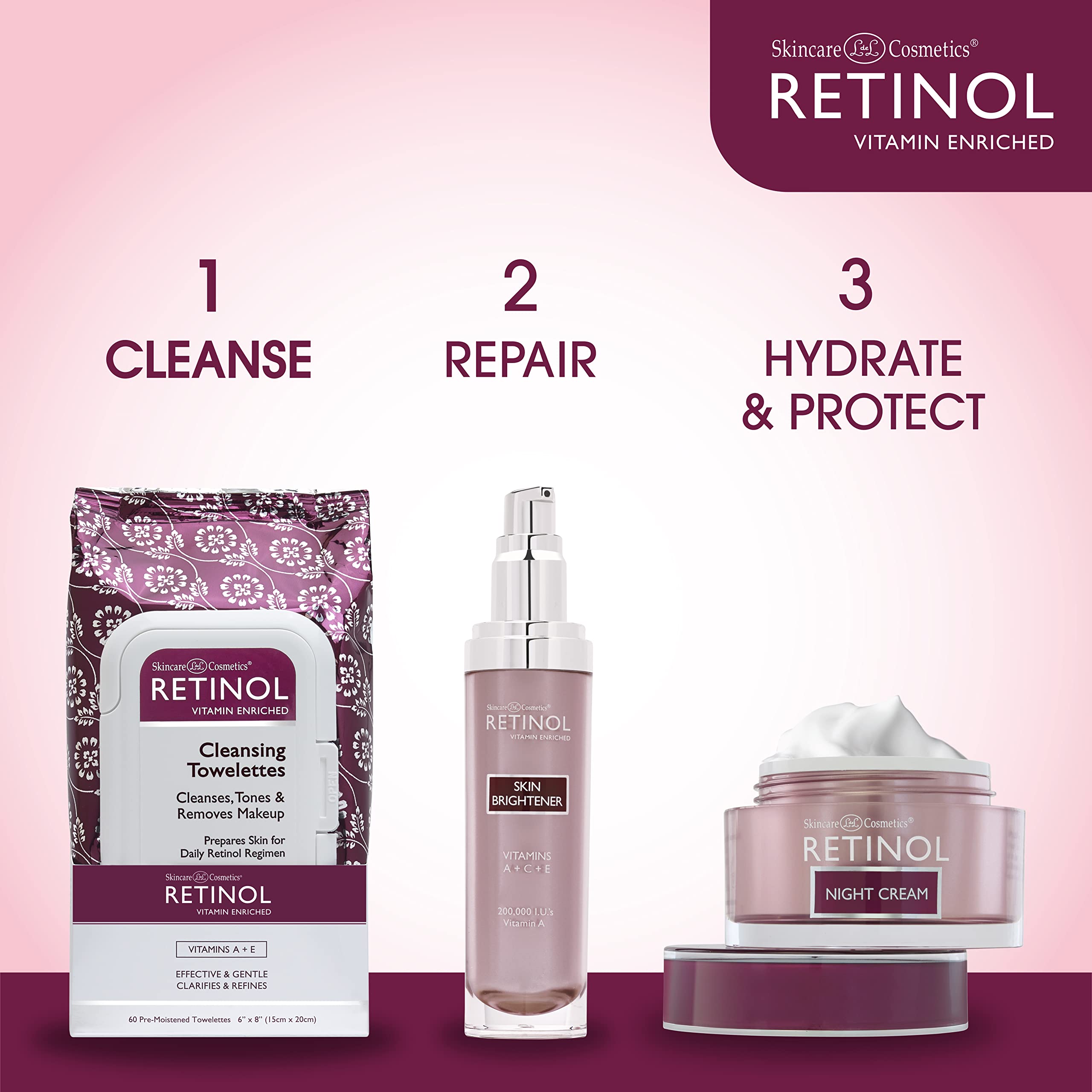 Foto 8 pulgar | Toallitas Limpiadoras Con Retinol Antienvejecimiento Y Vitaminas A Y E - Venta Internacional.