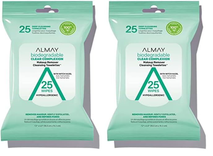 Toallitas Limpiadoras Desmaquillantes Almay Clear Skin, 25 Unidades - Venta Internacional.